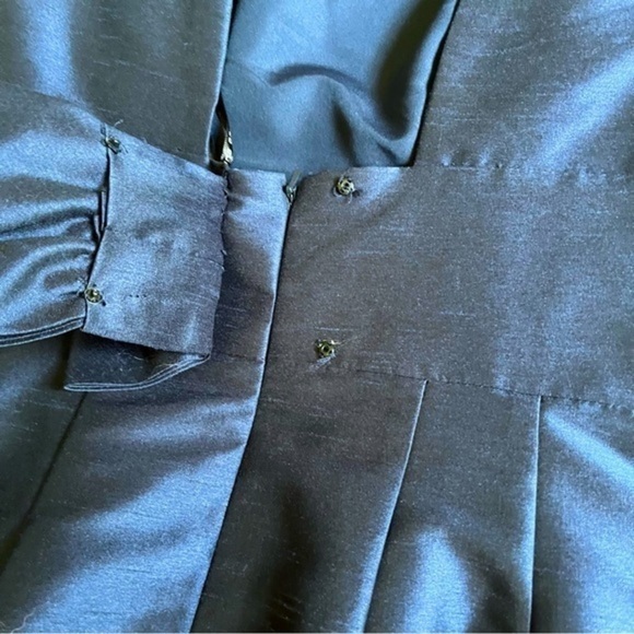 Alfred Sung Women’s Navy High Neck Cocktail Dress with Bow - Picture 12 of 13